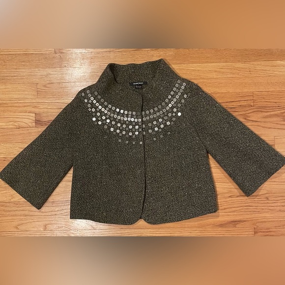 Ellen Tracy Wool Embellished Swing Coat Holiday Jacket - Picture 8 of 14